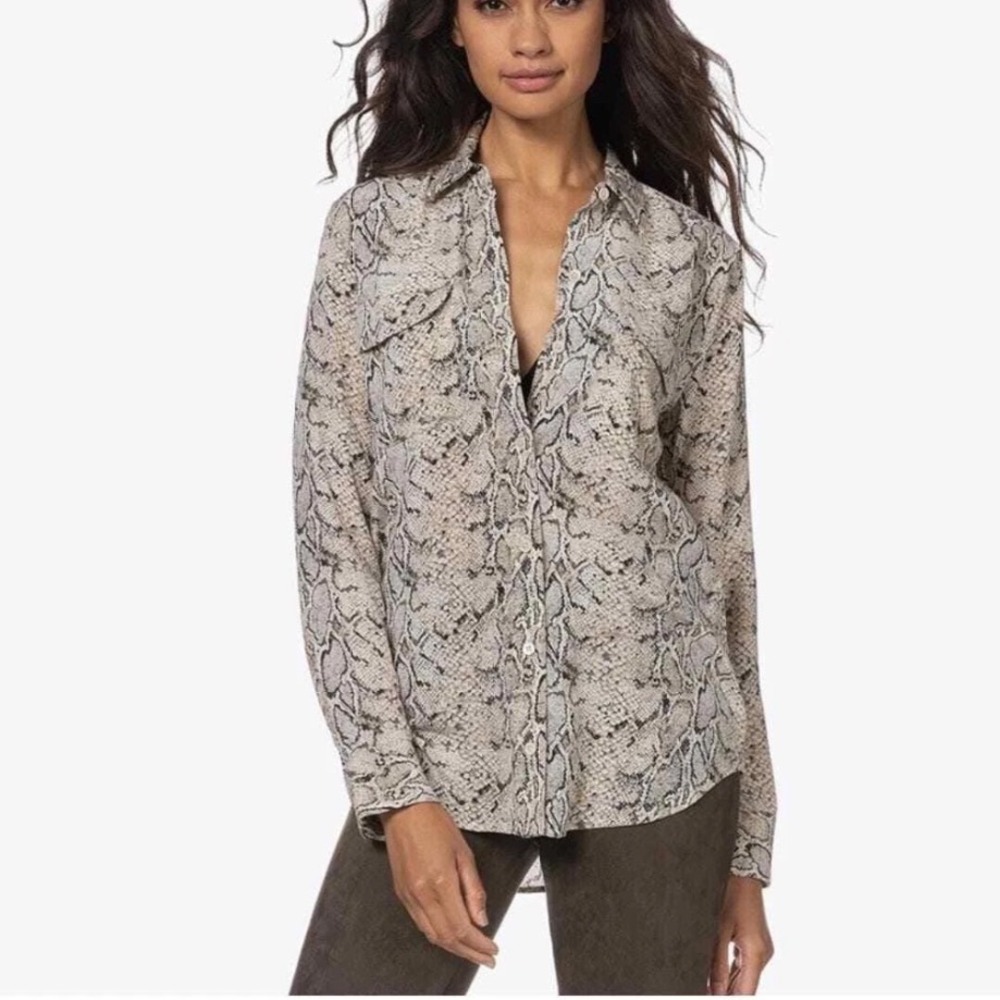 Equipment Slim Signature Silk Snakeskin Print Blouse Medium Animal